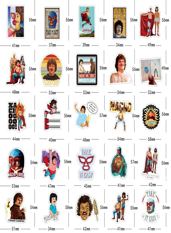 BLCAFEE 61 Pcs Nacho Libre Stickers Comedy Movie Graffiti Waterproof Vinyl for Birthday Party Supplies Decoration Favors for Water Bottles Laptop Suitcase Scrapbooking Choice - Image 2